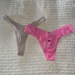 Aerie panties, both size MEDIUM, tan and pink